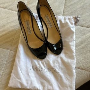 Jimmy Choo Patent Black Kitten Heels